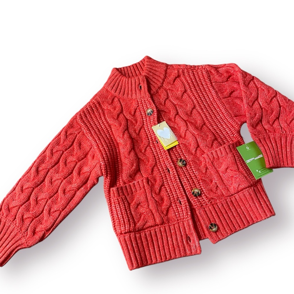 Kerri Rosenthal Troy cable knit chunky fisherman oversized cardigan Orange sz S